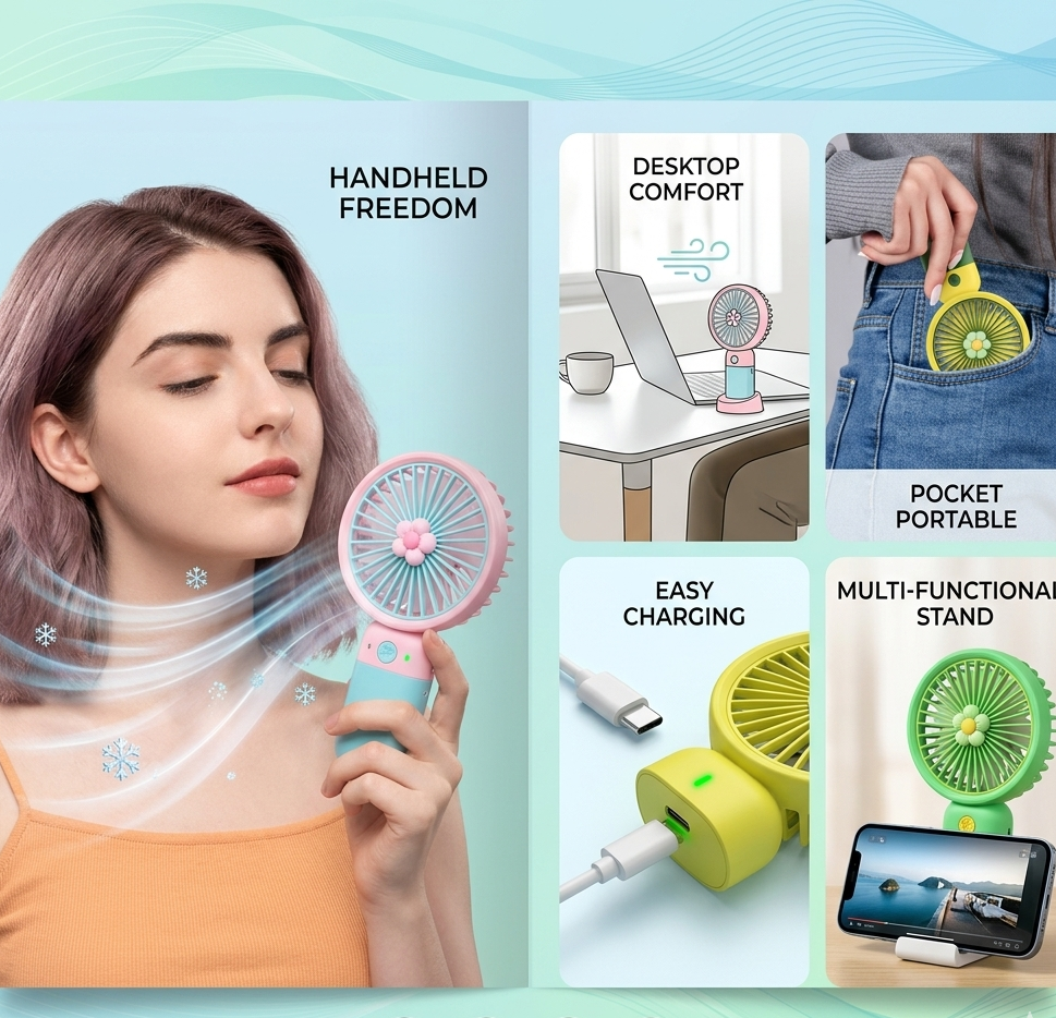 Portable Mini Fan Combo of 2